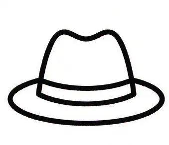 a hat with a black outline on it.webp
